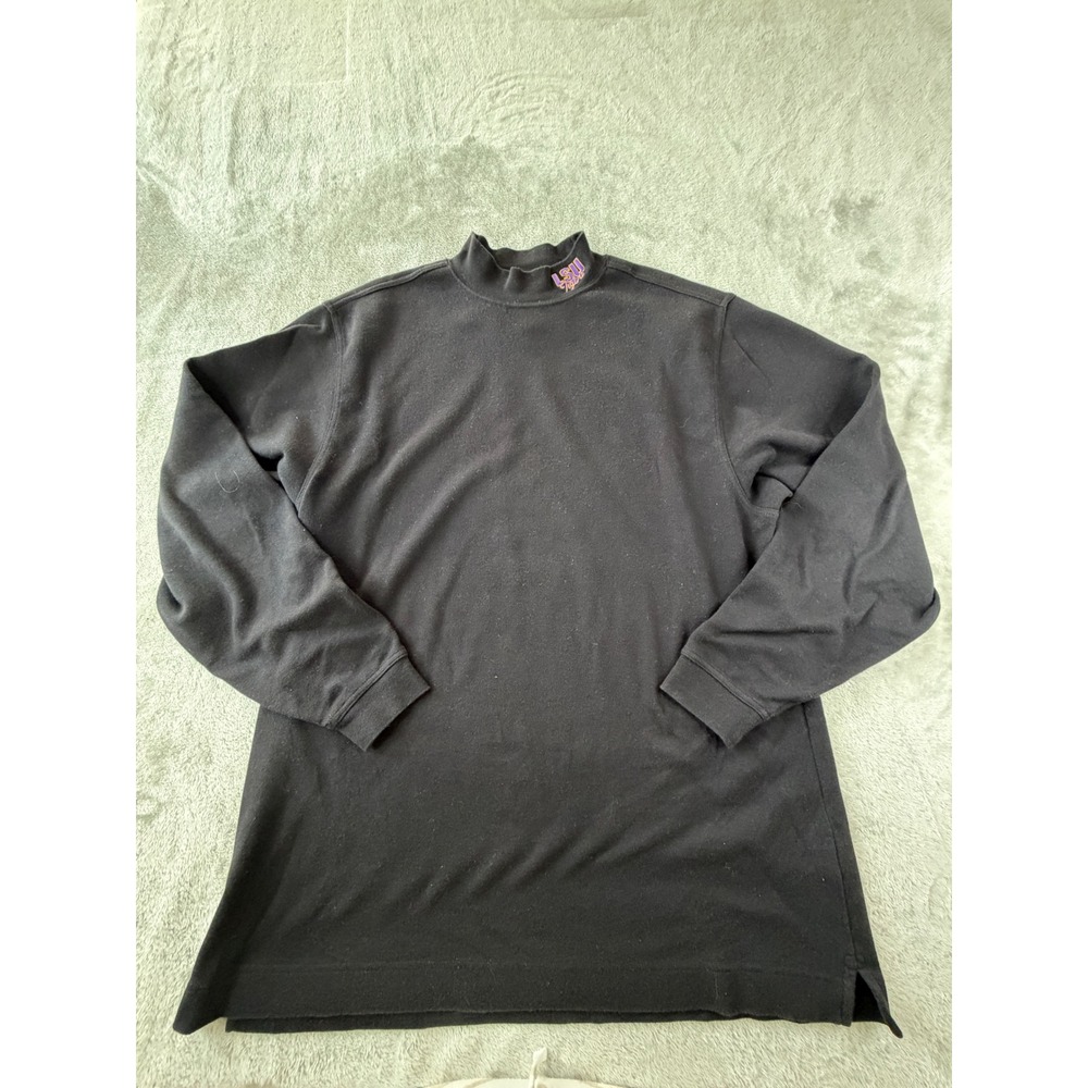 Cutter & Buck Mock Neck Shirt Mens Large Black LSU Tigers Long Sleeve